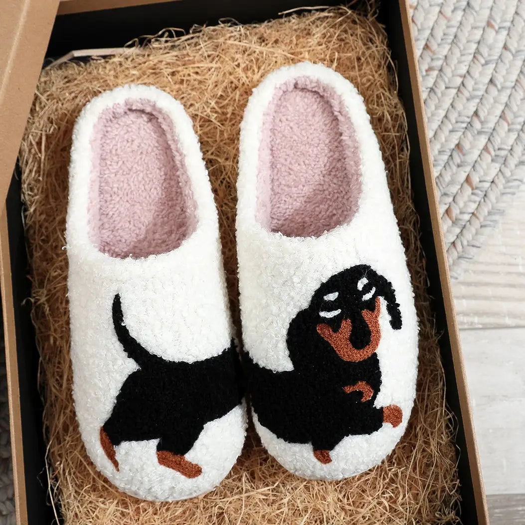 Embroidered Dachshund Slipper
