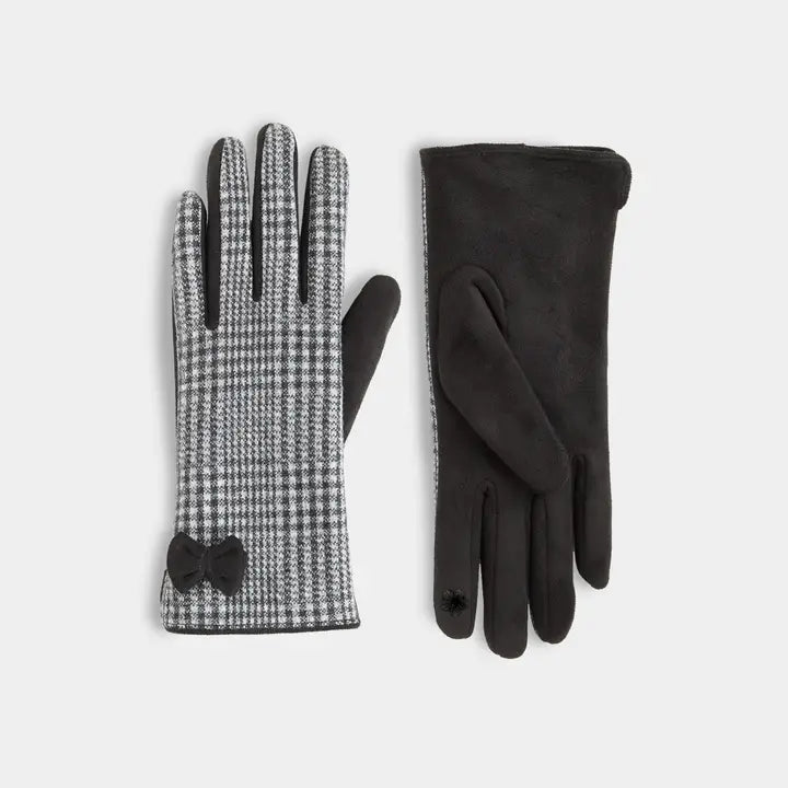 Bow Houndstooth Touchscreen Glove