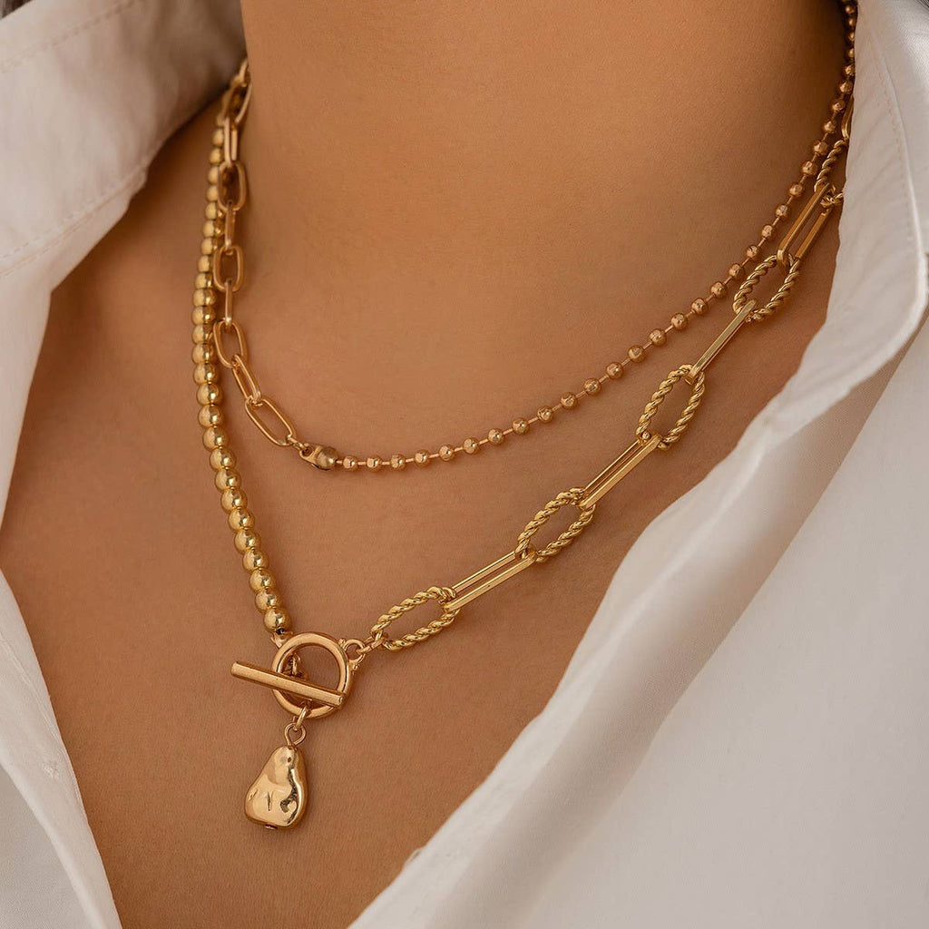 IMITATION PEARL BUCKLE TASSEL NECKLACE