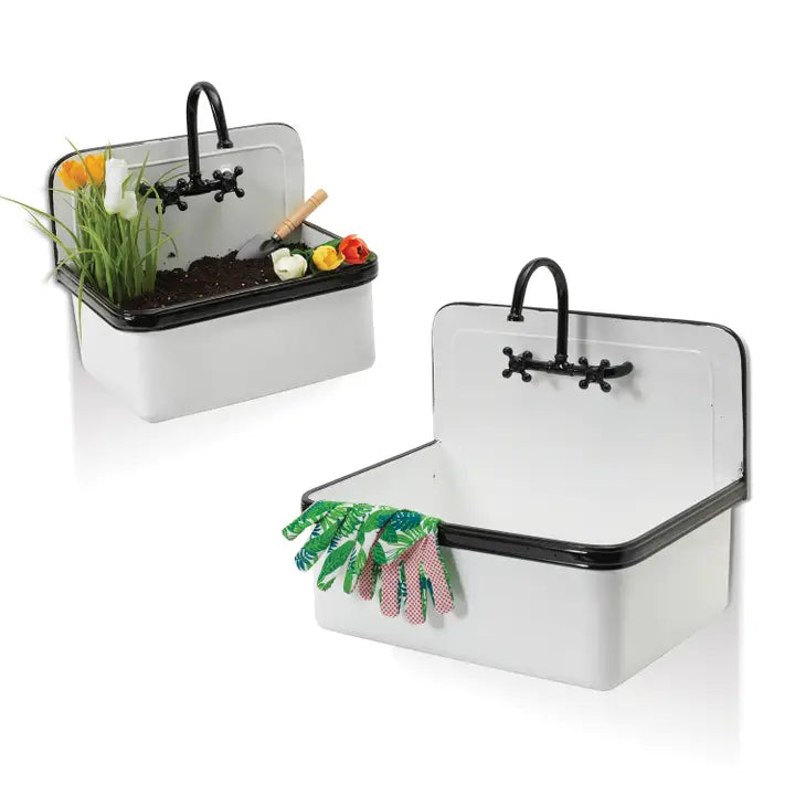 Large Antique sink Planters w/ faucet