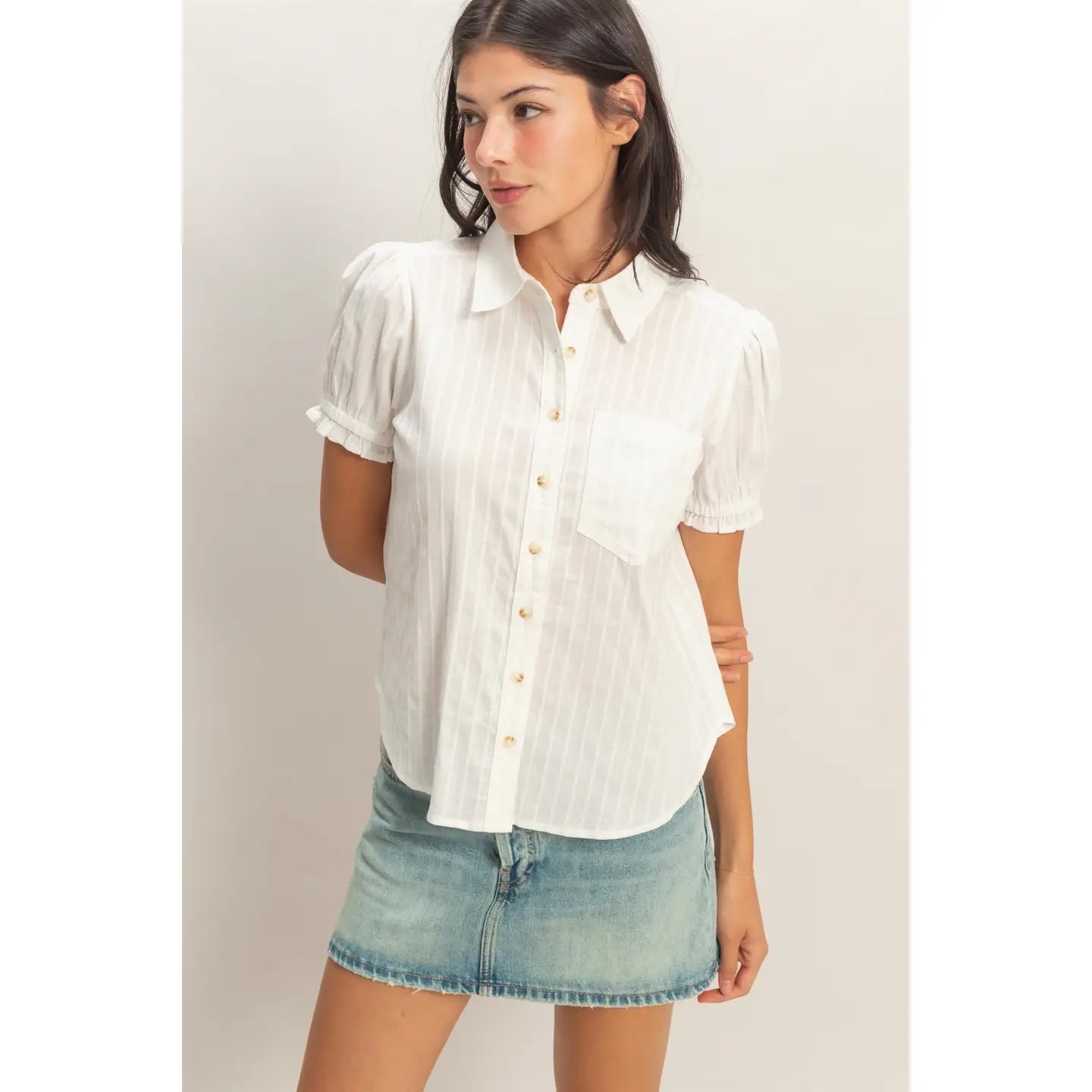 Button up Puff Sleeve
