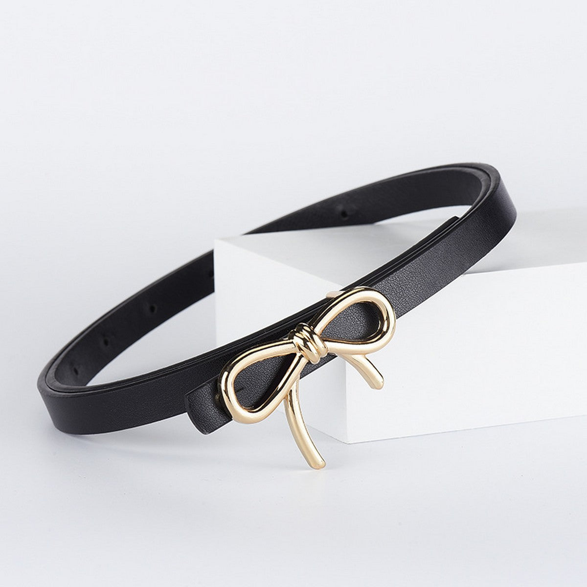 Black Skinny Bow Belt