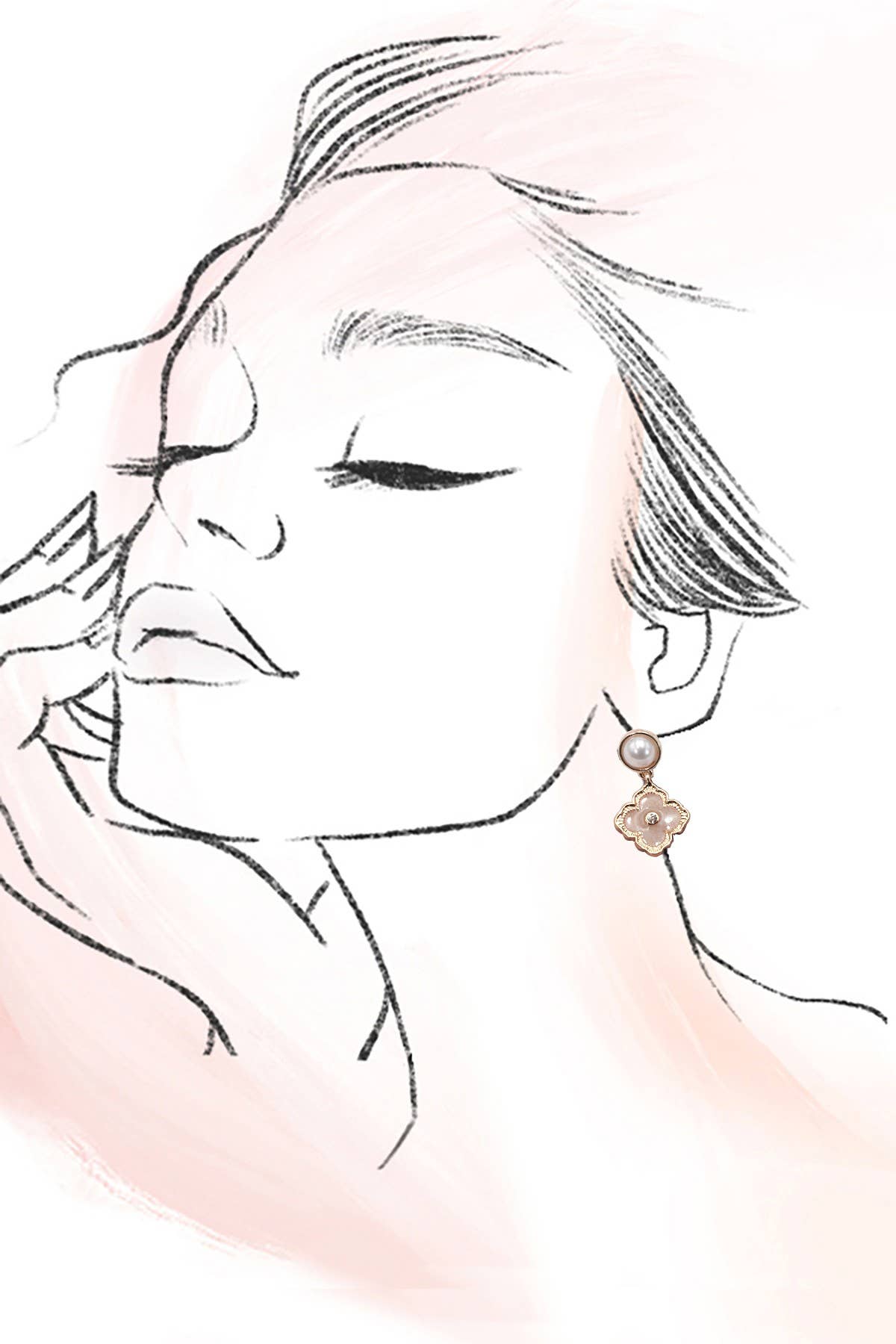 VINTAGE BLACK OUTLINED PEARL CLOVER