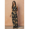 Tropical Leaf Front Pleated Pants