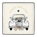 Wedding Car Ceramic Platter – Square Serving Tray with Gold Foil Detail