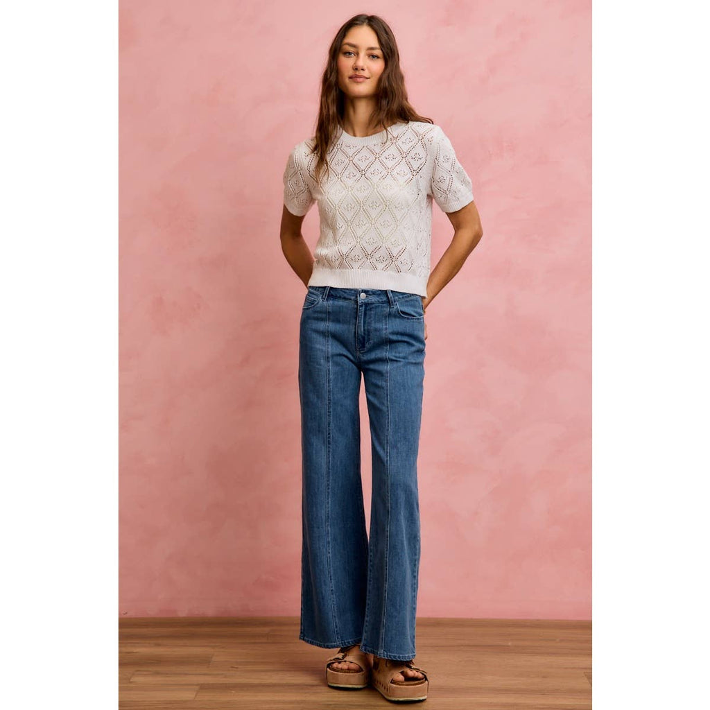 Seam Detail Stretch Mid Rise