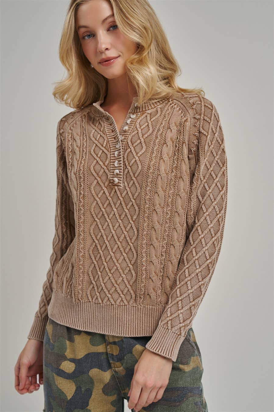 Mineral Washed Cable Knit