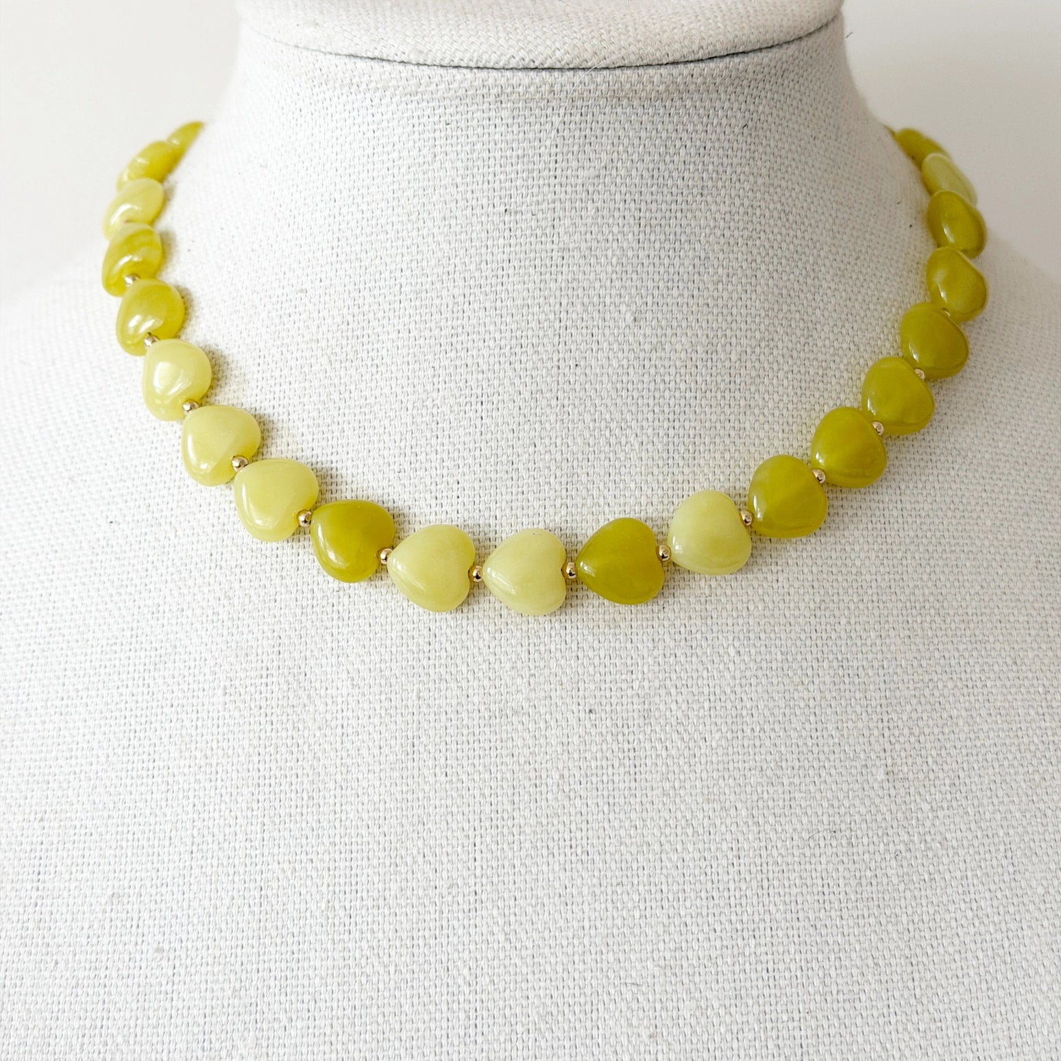Maizy Heart Necklace, Chartreuse