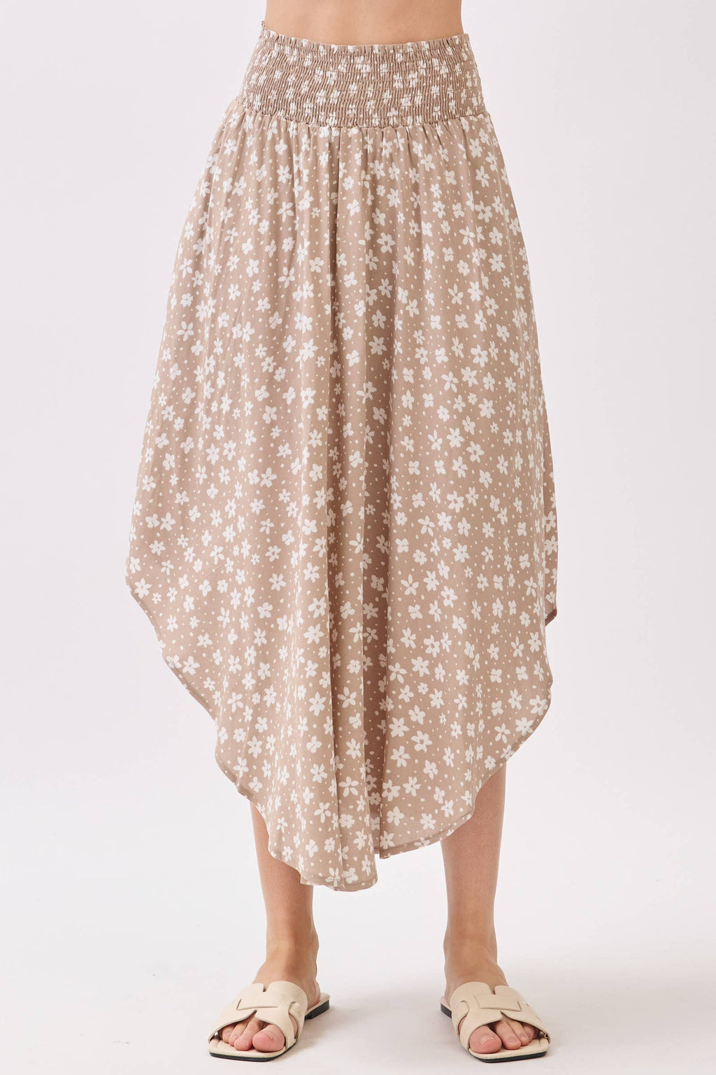 Floral Midi Skirt-Taupe