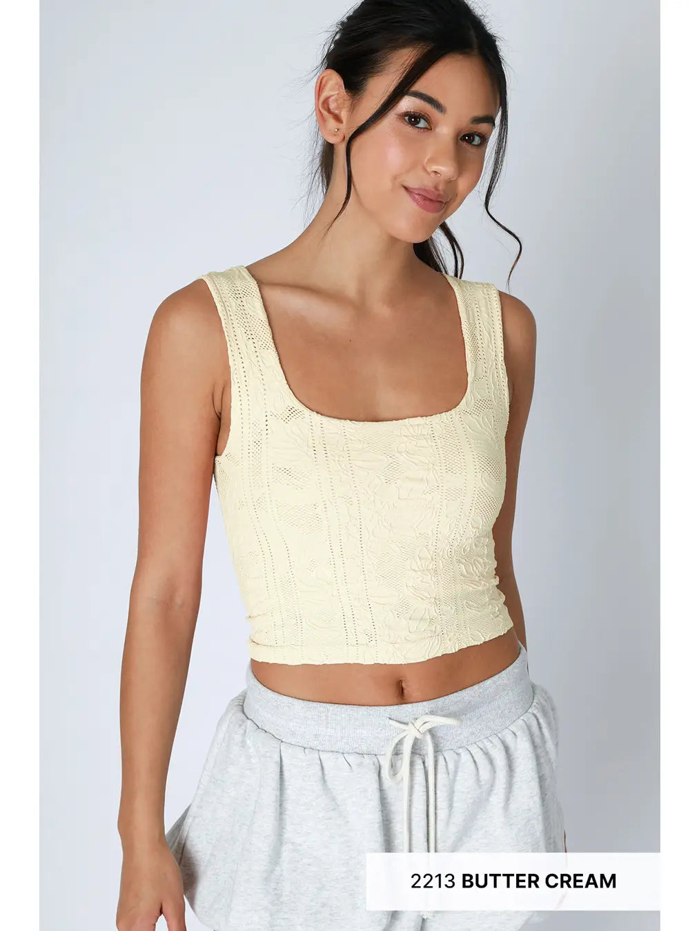 Double Layer Lace Crop Top – Butter Cream