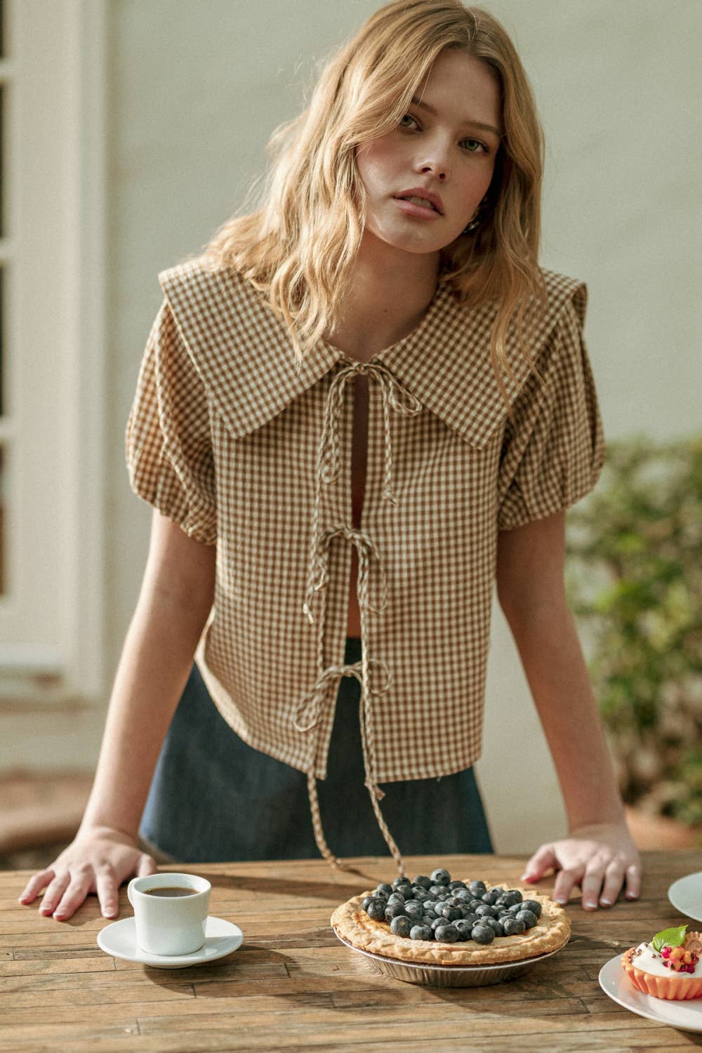 Gingham Tie-Front Top