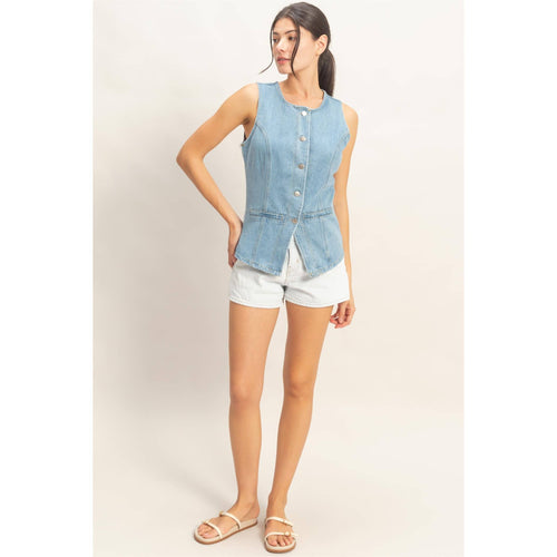 Button-Front Denim Vest