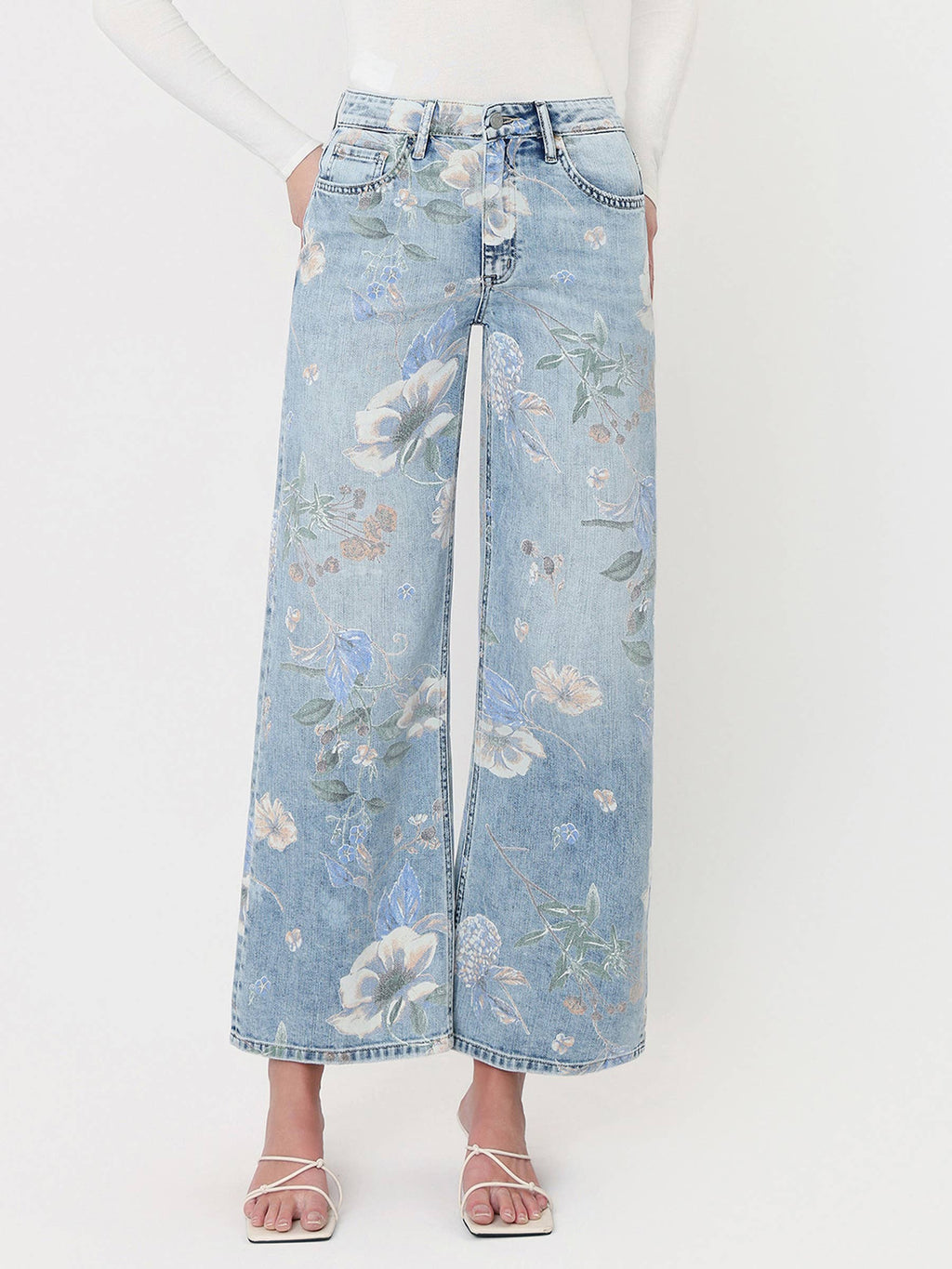 HIGH RISE FLORAL JEANS