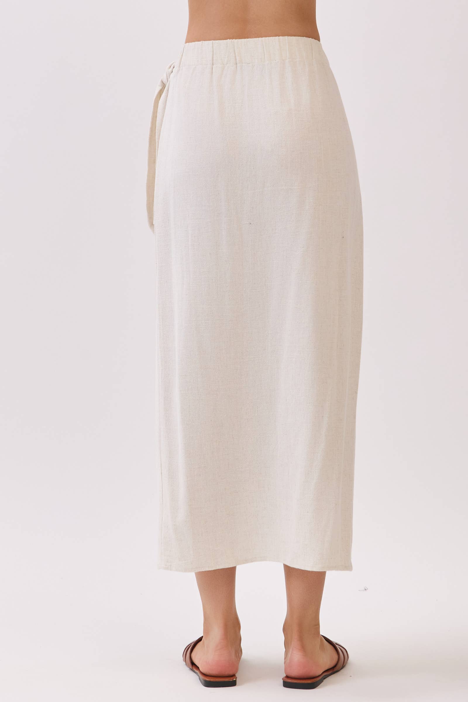 SIDE TIE WRAP MIDI SKIRT