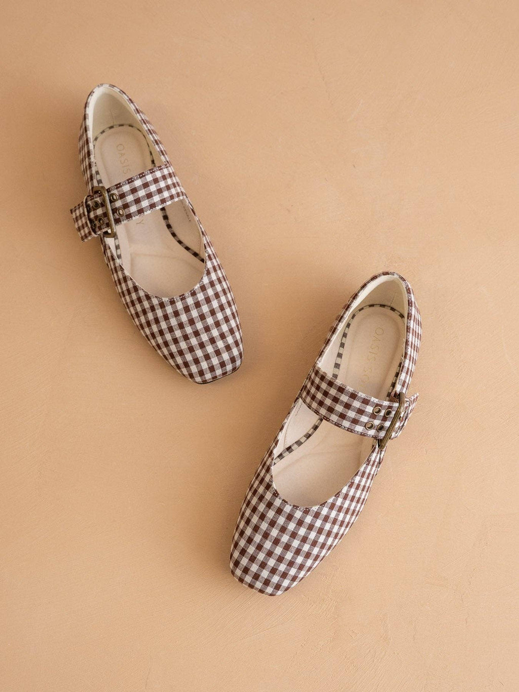 Coffee Gingham Ballet Flat
