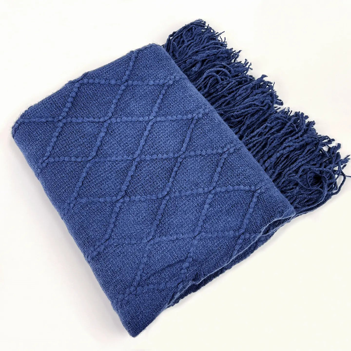 Rhombus Diamond Knit 50x60 Inch Throw Blanket- Teal