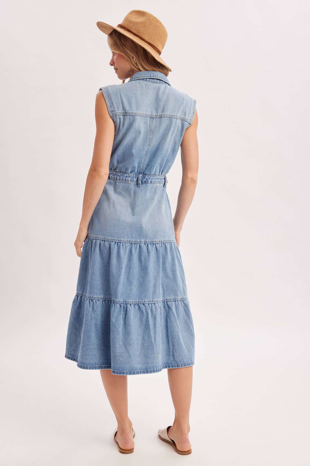 Denim Sleeveless Midi Dress
