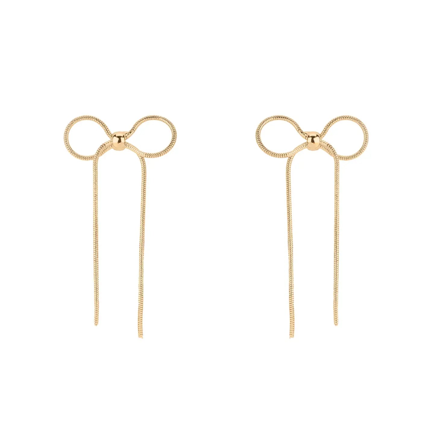 Gold Bow Metal Movement Stud Earring