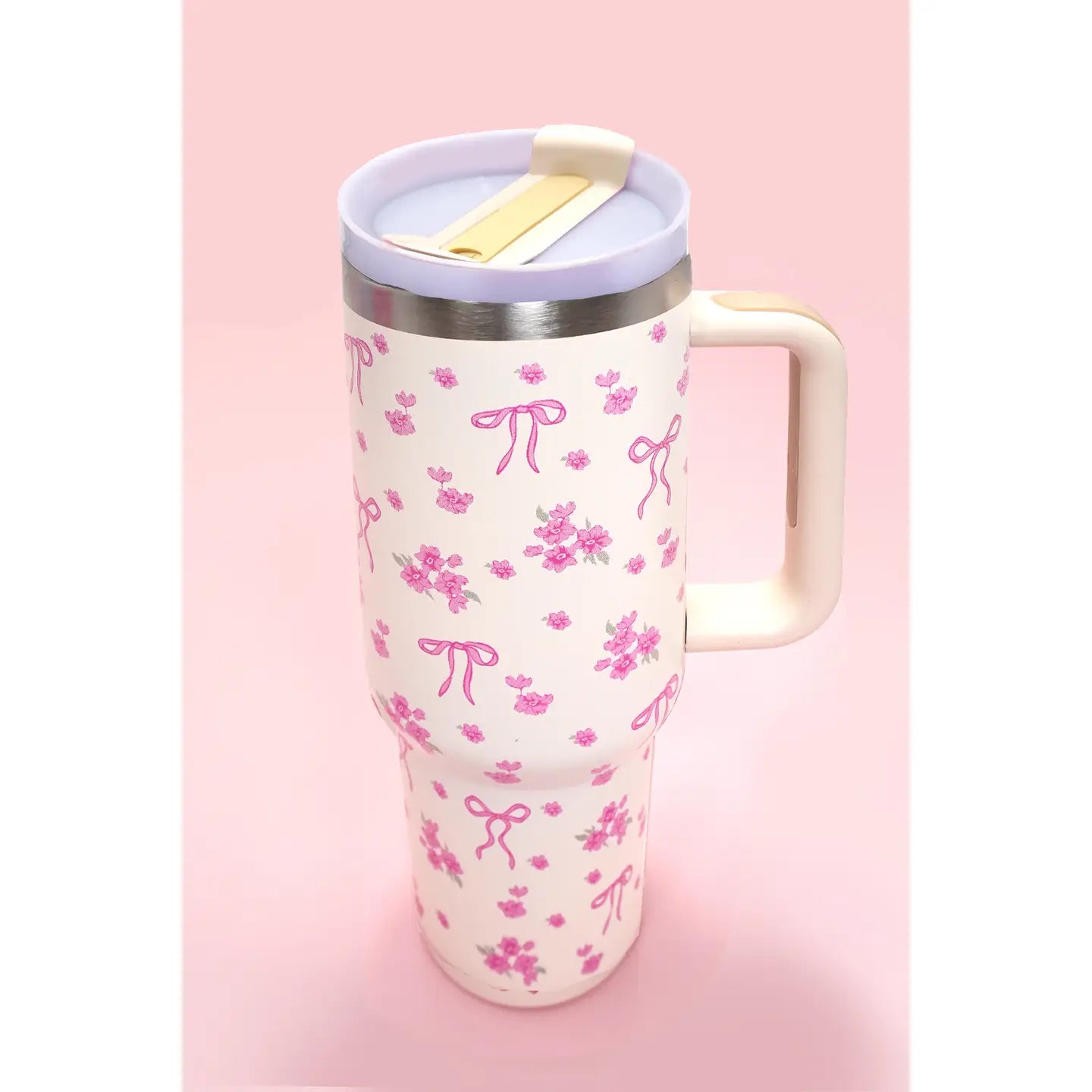40oz Stainless Steel Tumbler Pink Bow