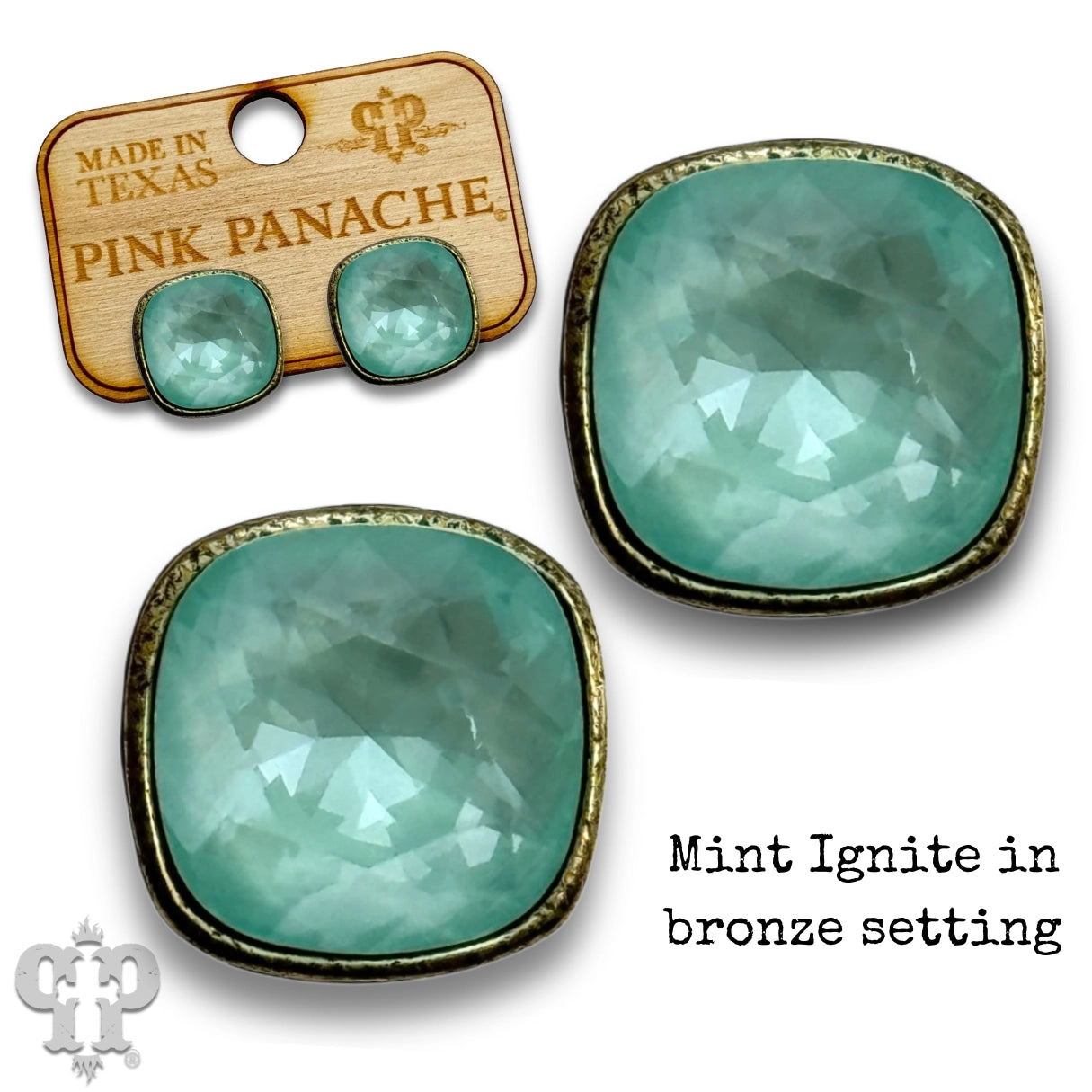 Austrian Square Crystal Post Earring, 10mm