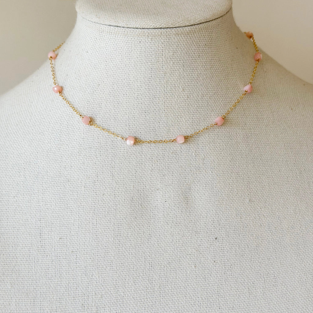 Maddie Pink Opal Bead Necklace
