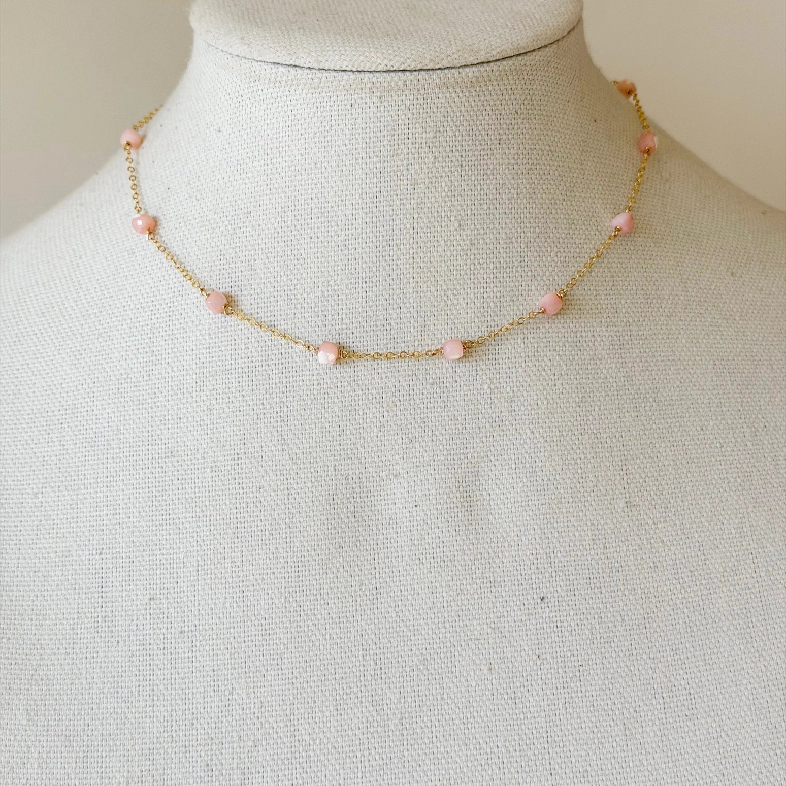 Maddie Pink Opal Bead Necklace