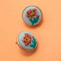 Embroidery Floral Gold Edge Stud Earrings