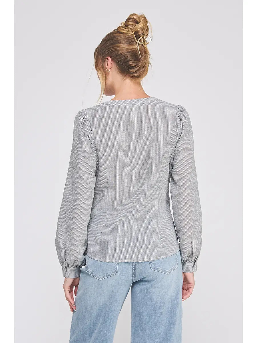 Side Wrap-Tie Button Up Blouse