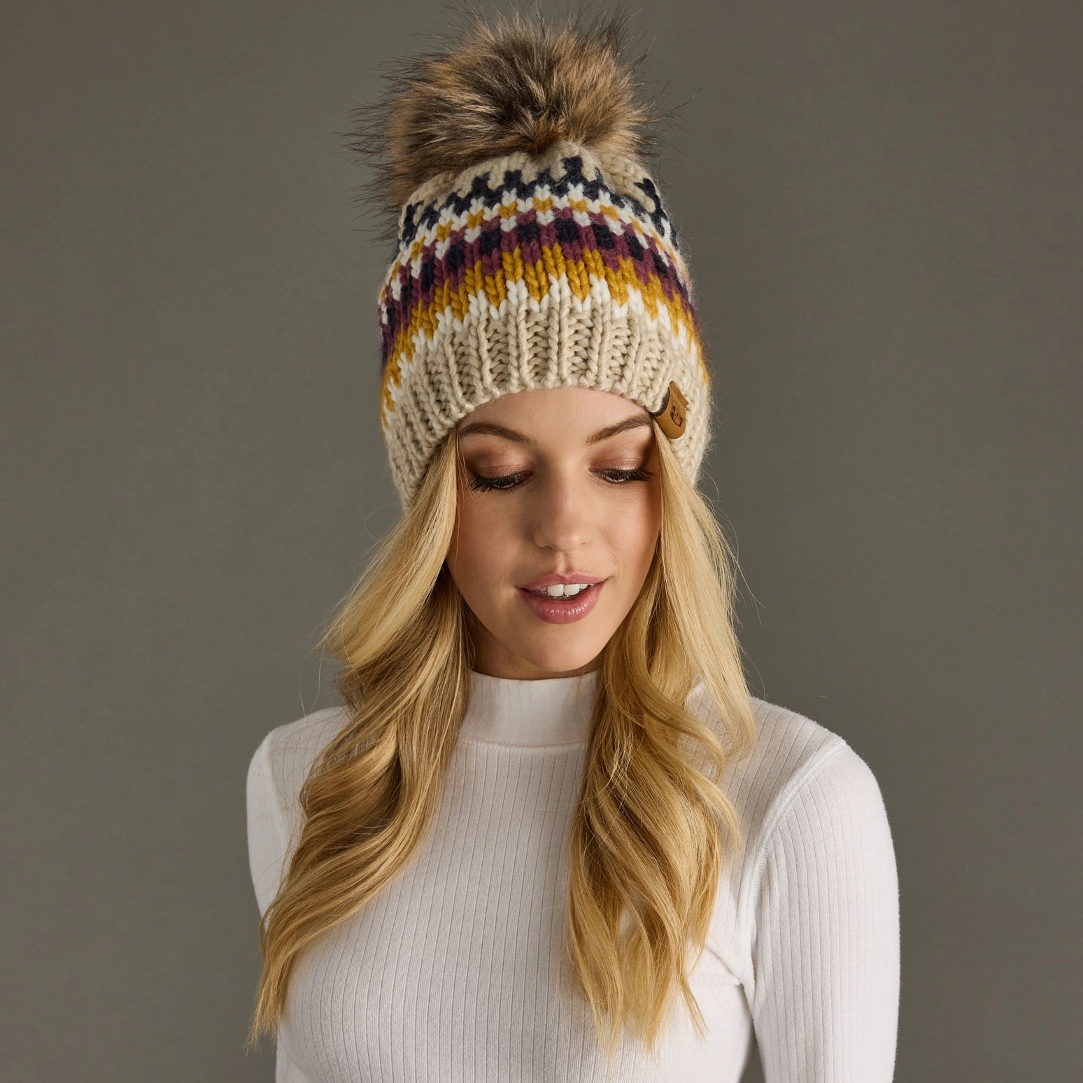Patterned Pom Hat