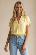 Drop Shoulder Blouse- Pale Banana