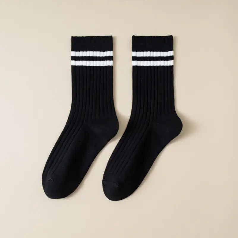 Stripe Half Crew Cotton Socks
