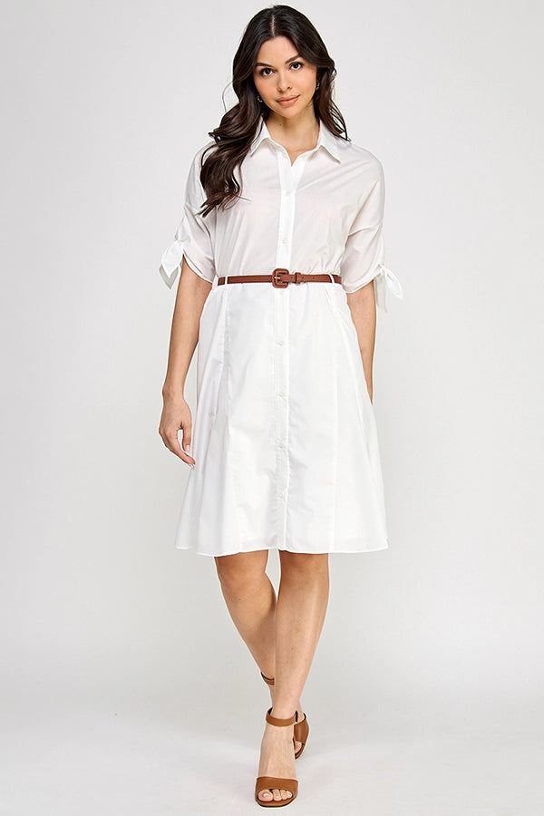 Solid Belted Dress