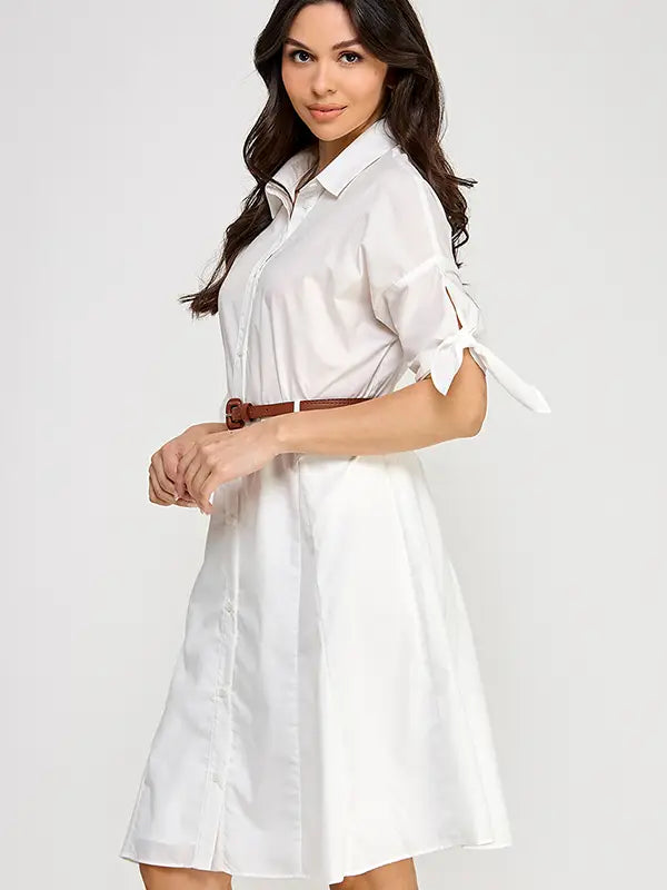 Solid Belted Dress