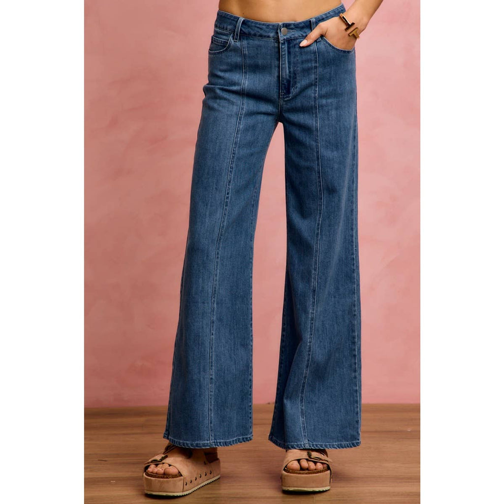 Seam Detail Stretch Mid Rise
