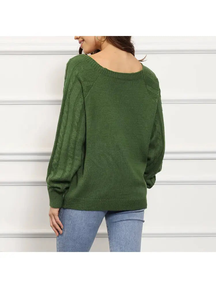 Cable Knit Sweater W/ Button Detail