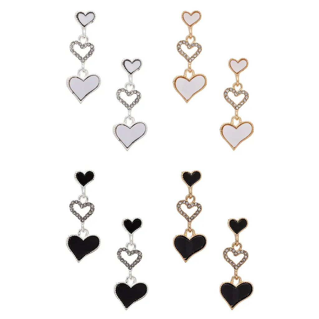 Triple Heart Drop Earrings