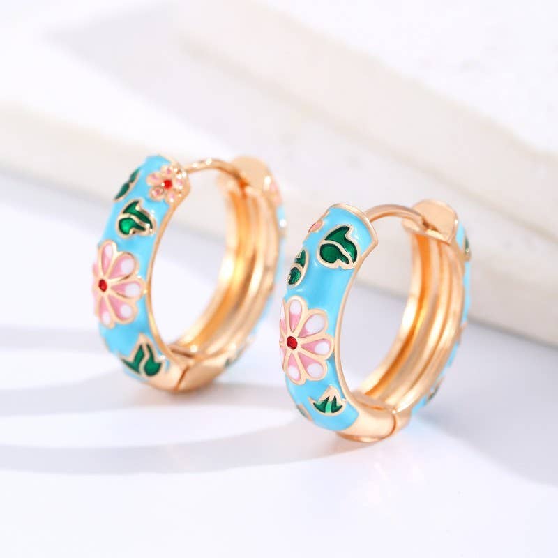 VINTAGE CLOISONNE ENAMEL FLORAL HOOP