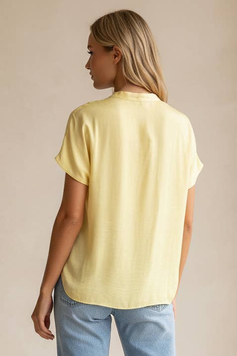 Drop Shoulder Blouse- Pale Banana