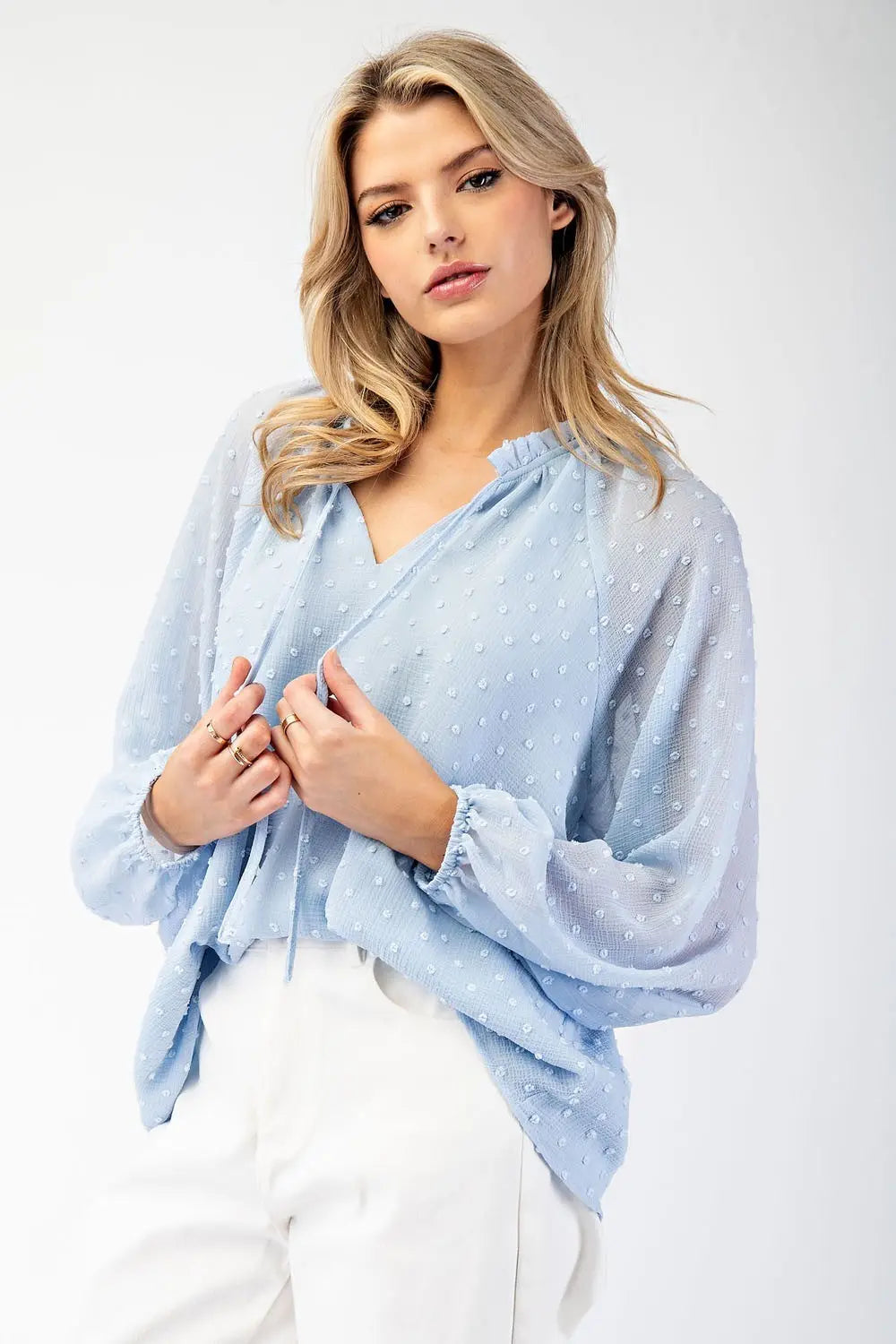 Powder Blue Polka Dot Blouse