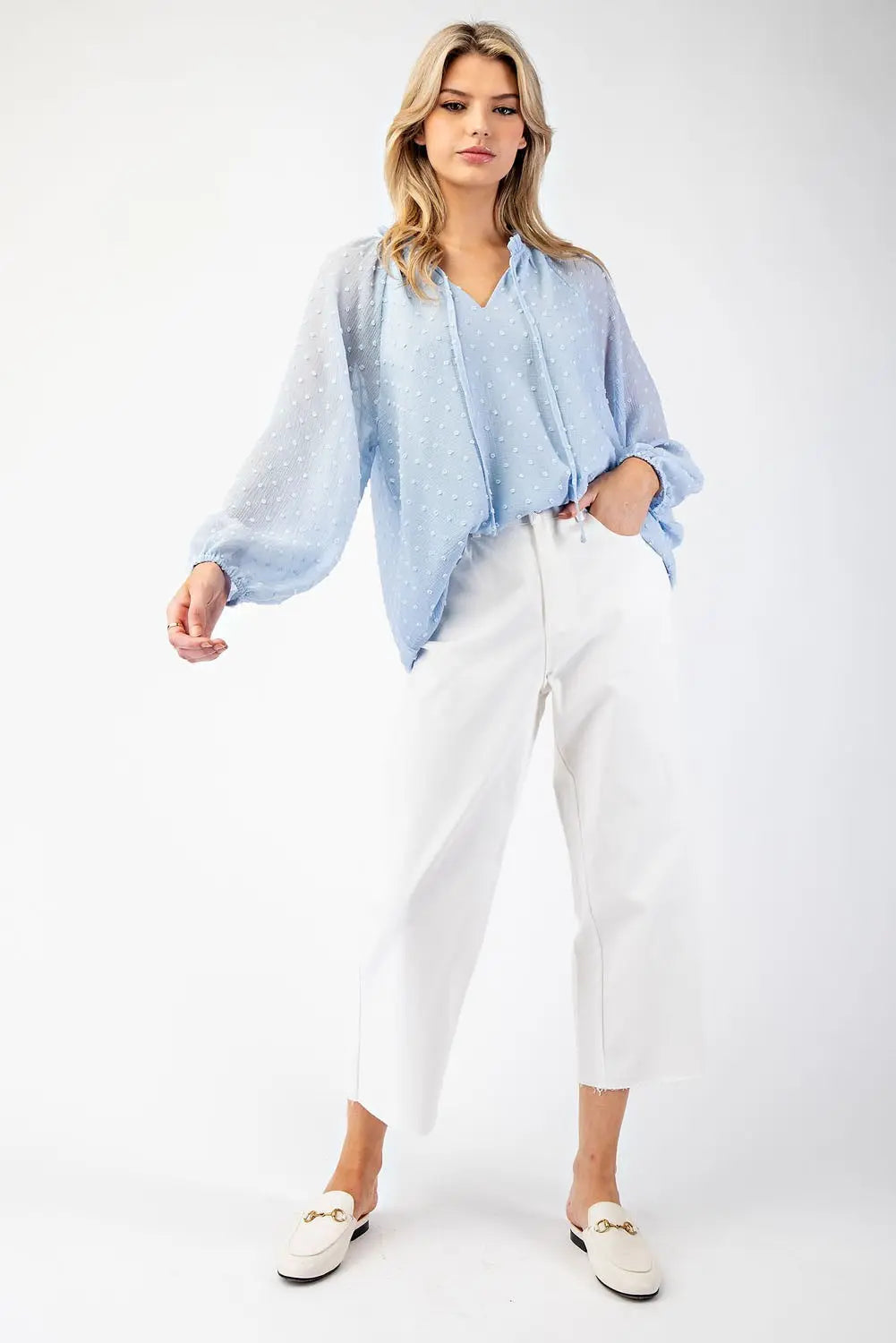 Powder Blue Polka Dot Blouse