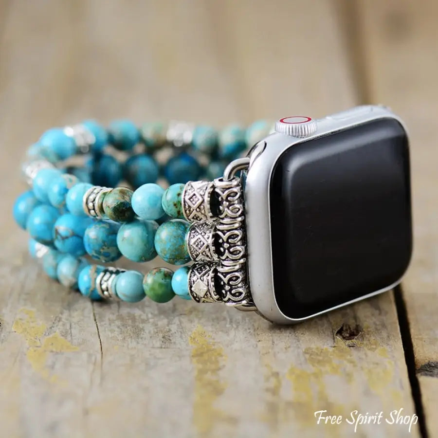 Turquoise Jasper Bead Stretchable Apple Watch Band