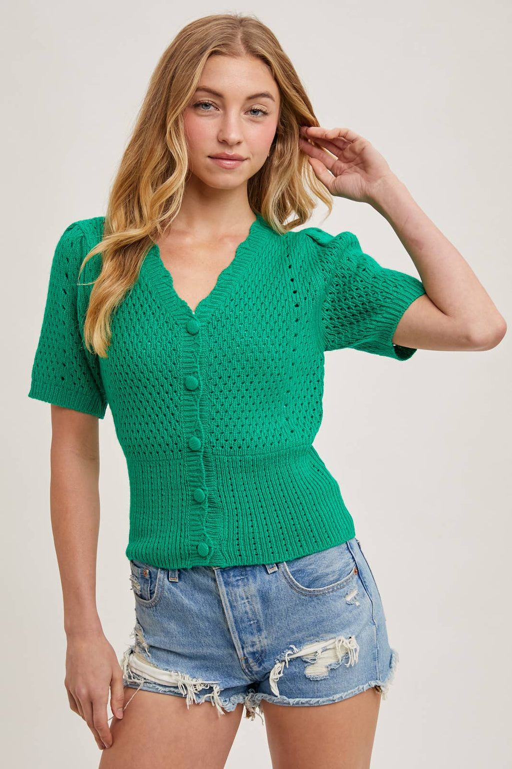KELLY GREEN CARDIGAN