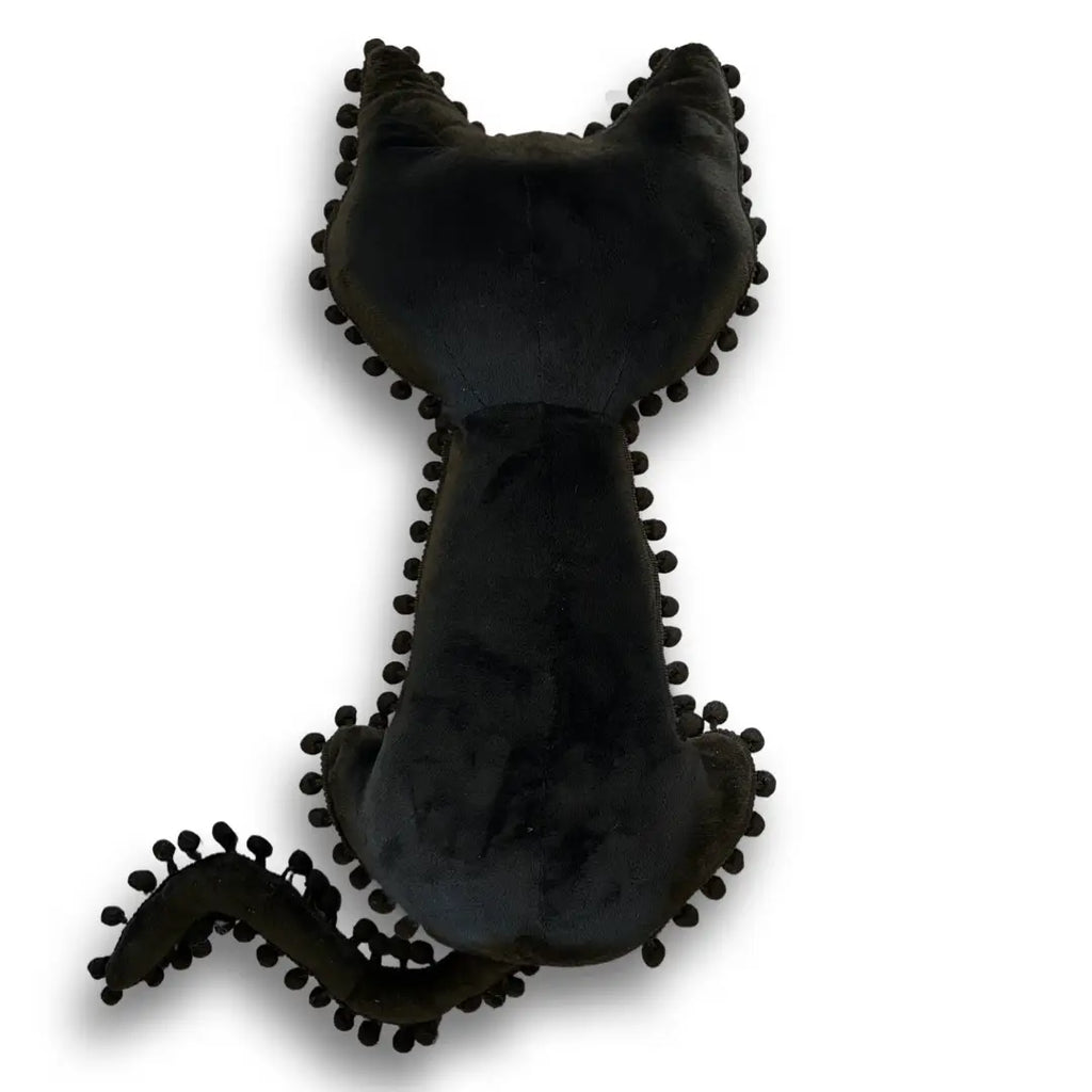 Black Cat Pom-Pom Plush Pillow