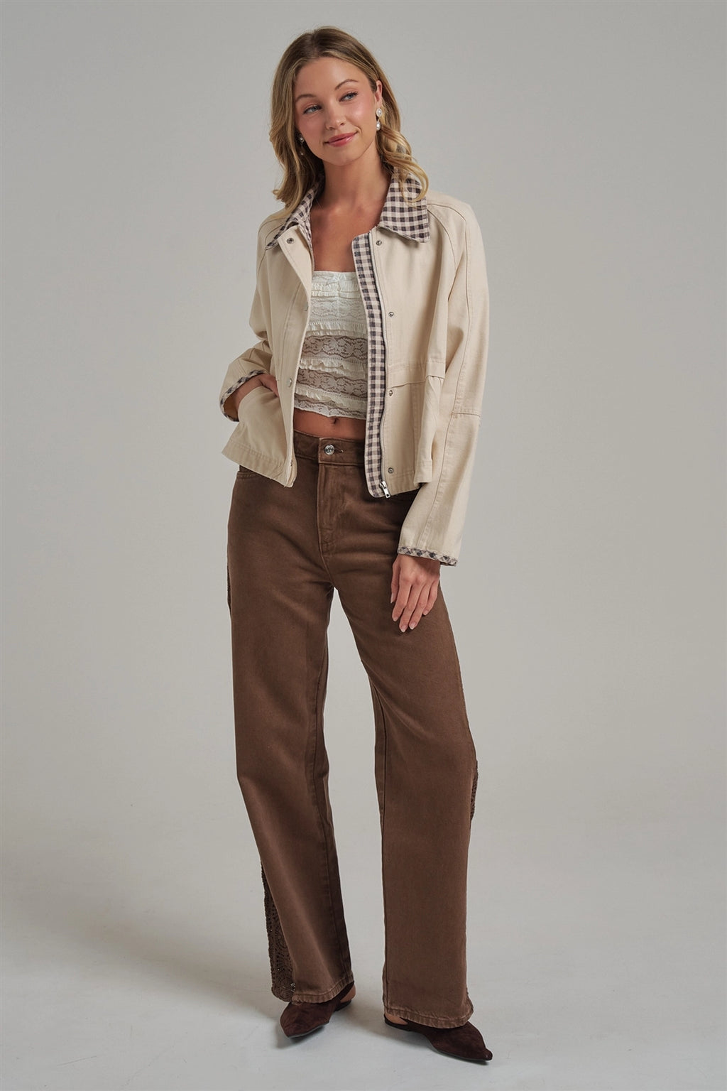 Oxford Twill Gingham Jacket