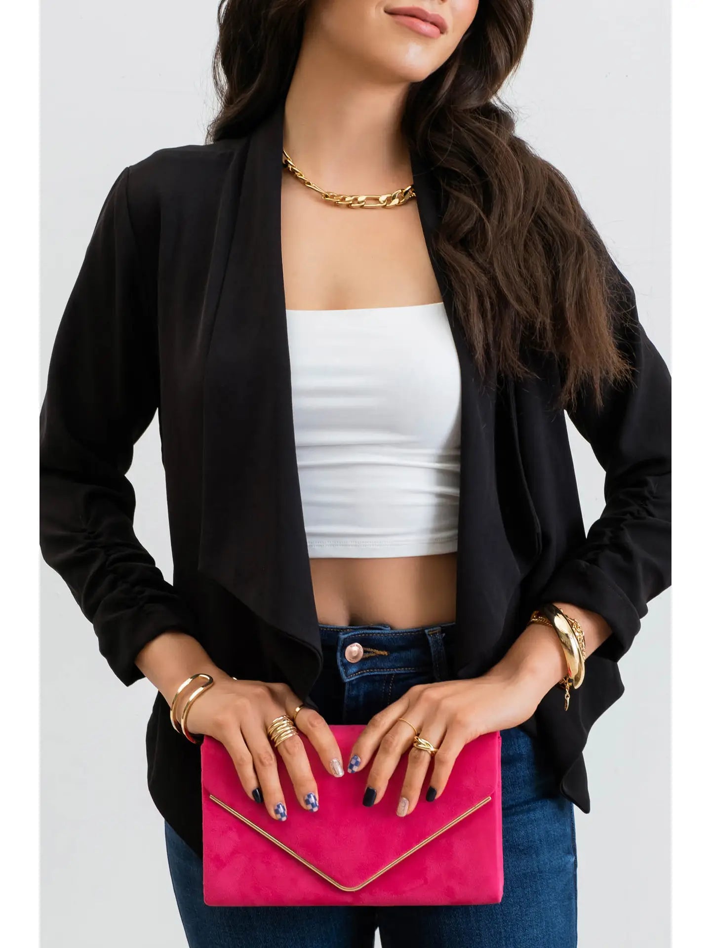 3/4 Rouched Sleeve Blazer