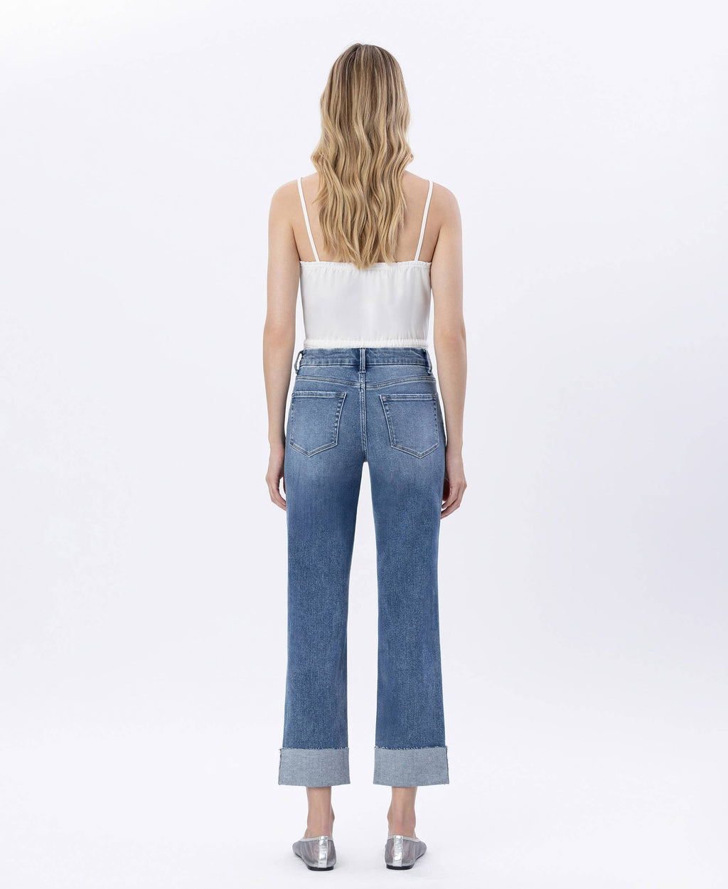 High Rise Cuffed Straight Leg