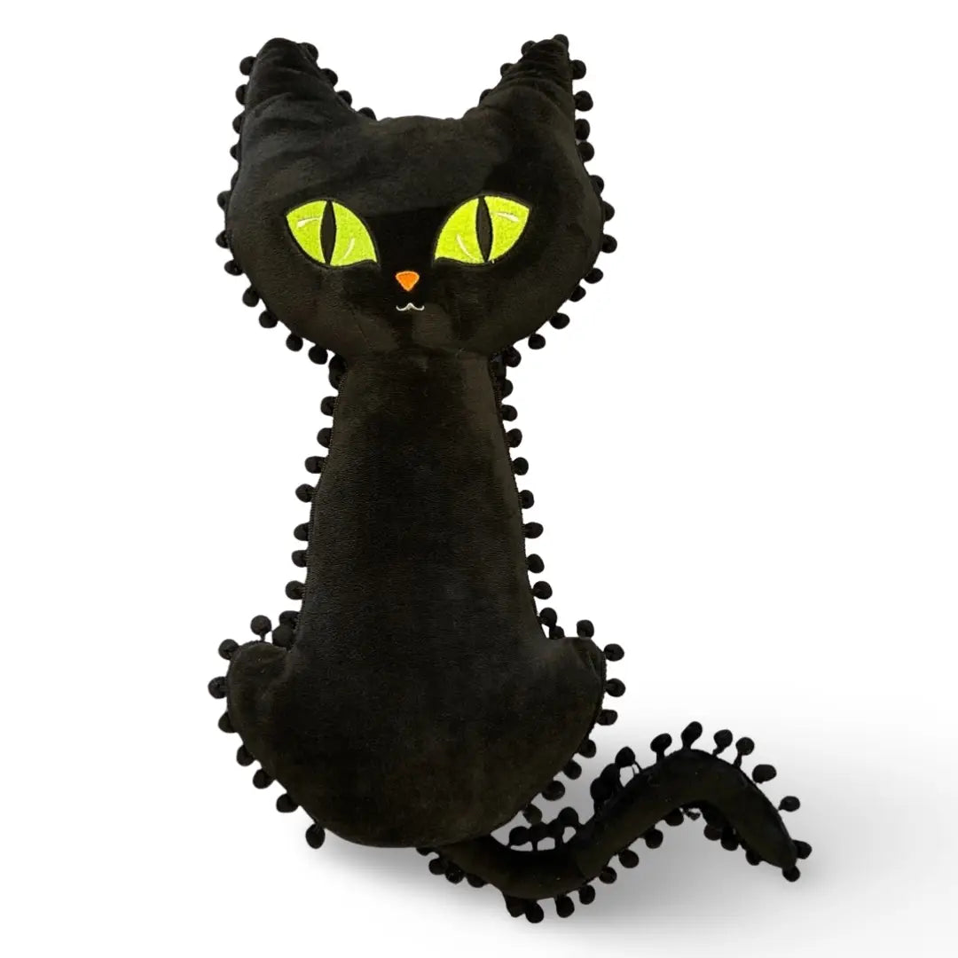 Black Cat Pom-Pom Plush Pillow