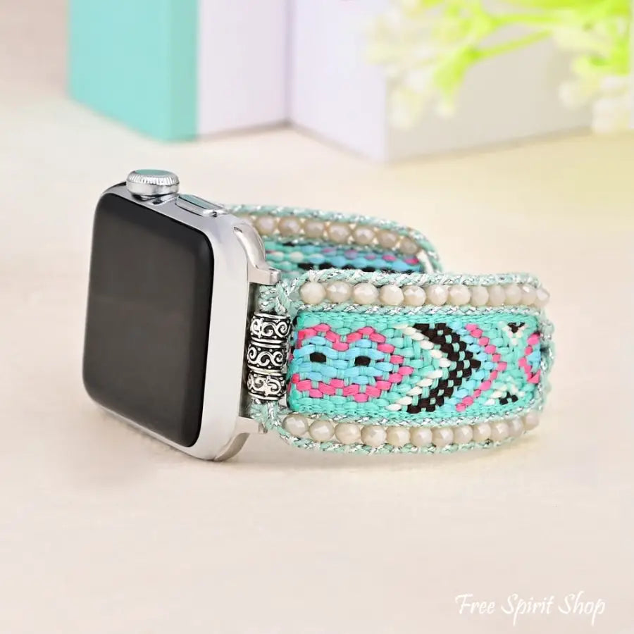 Turquoise Braided Nylon Boho Apple Watch Band