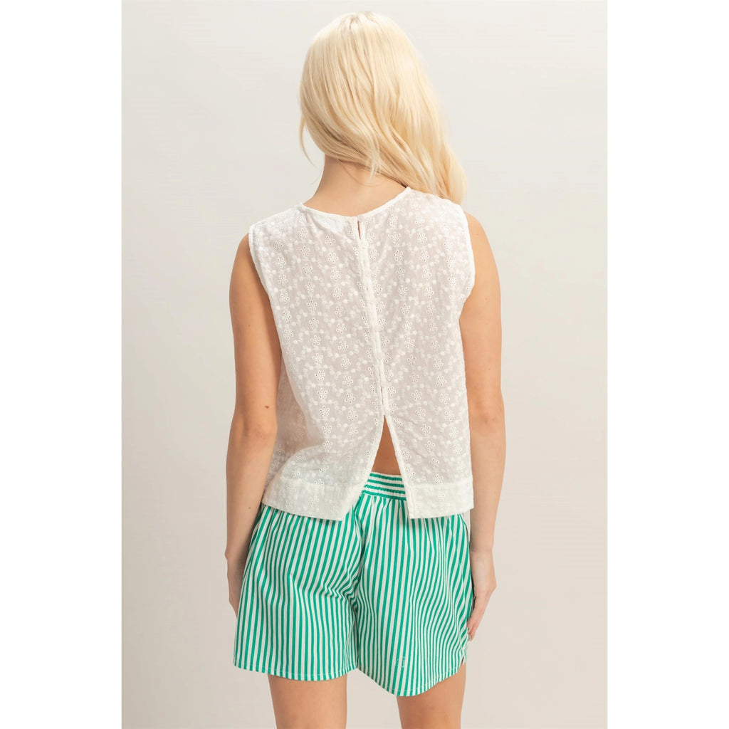 Cotton Eyelet Button Back