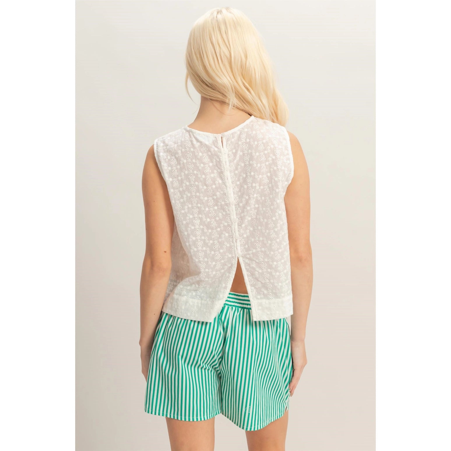 Cotton Eyelet Button Back